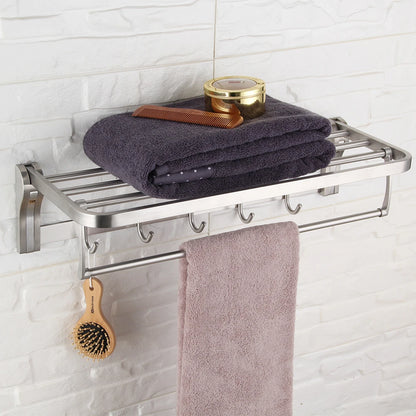 Taicute Towel Rack Shelf Hooks Movable Bar Sus