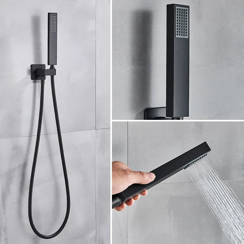 Black Shower Wall Mounted Shower Faucet Mixer 8/10/12/16