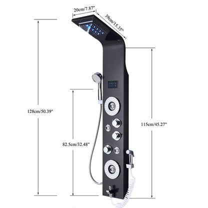 Black Nickel Led Shower Panel Six Functions Shower
