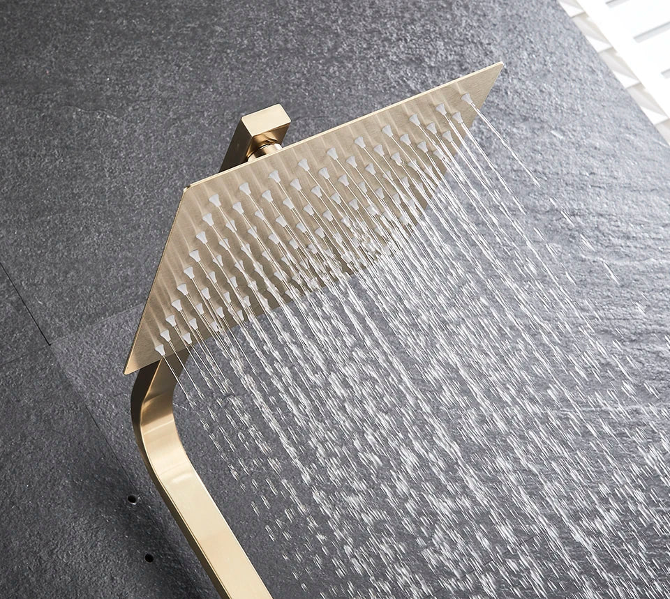 Uythner Bathroom Chrome/Black Shower Faucet Rotate Tub Spout
