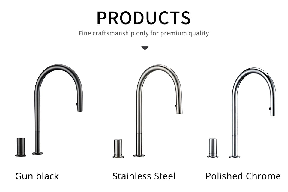 Pull Down Sink Faucet Brushed Gunmetal Black Handle