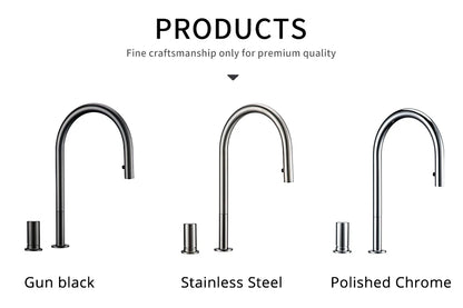 Pull Down Sink Faucet Brushed Gunmetal Black Handle