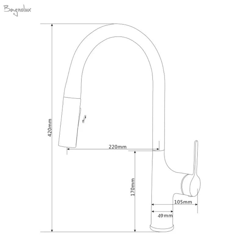 Deck Mounted Faucet Pull Out Mixer Tap Bagnolux