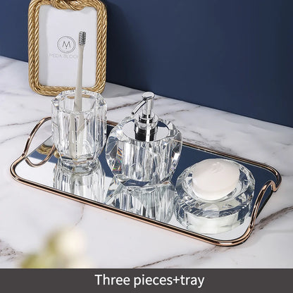 Crystal Glass Bathroom Toothbrush Cup Soap Dish Bottling