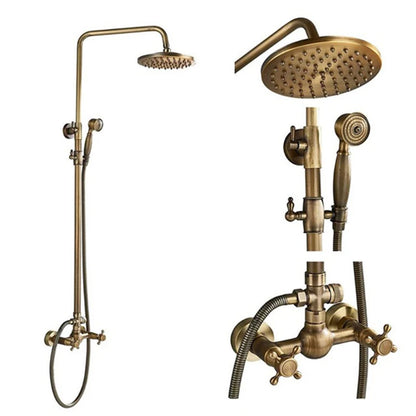 Antique Brass Bathroom Shower Faucets Rainfall Shower Head