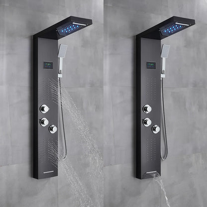 Bathroom Led Light Rain Waterfall Shower Panel Faucet