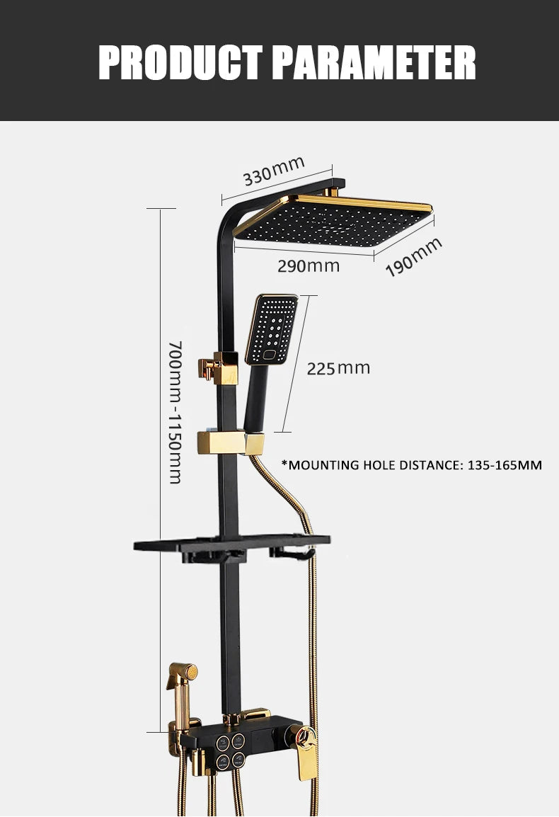 Cold Shower System Bathroom Led Digital Shower Wall