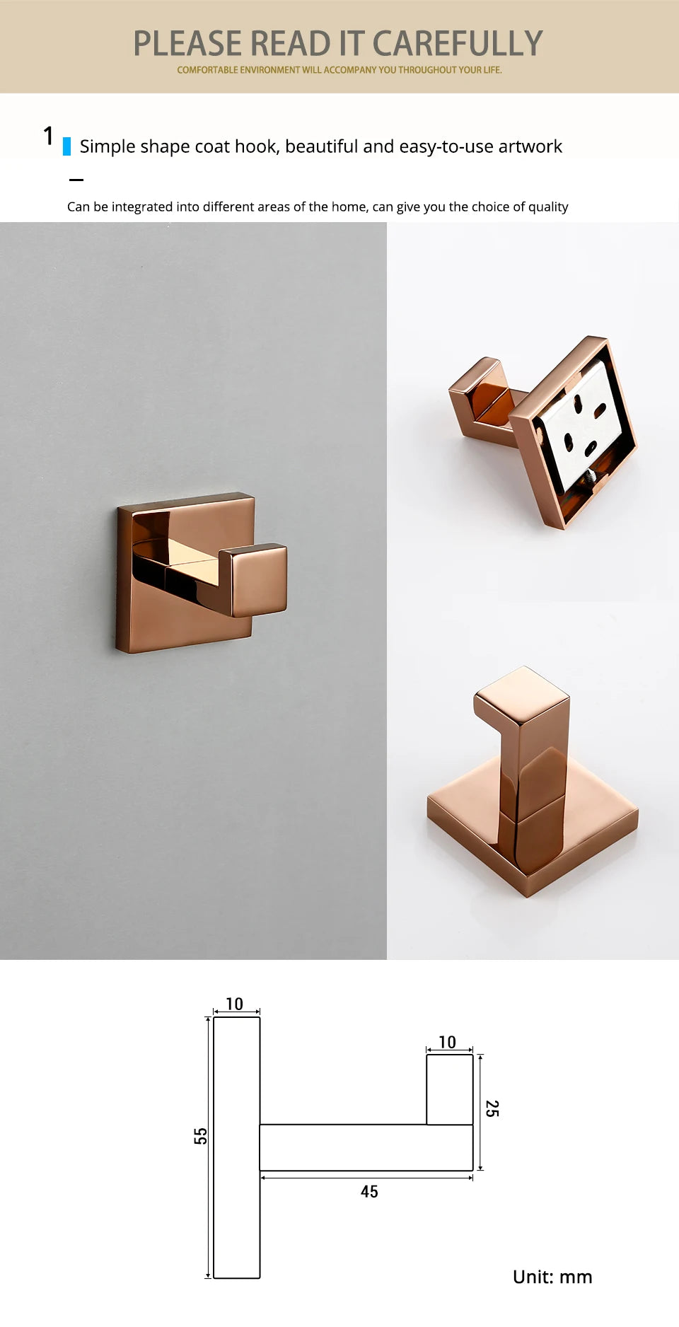 Rose Gold Bathroom Wall Mount Shelf Toilet Bath