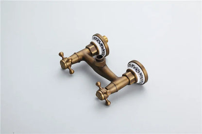 Retro Shower Faucets Antique Brass Ceramics Bathtub Faucets