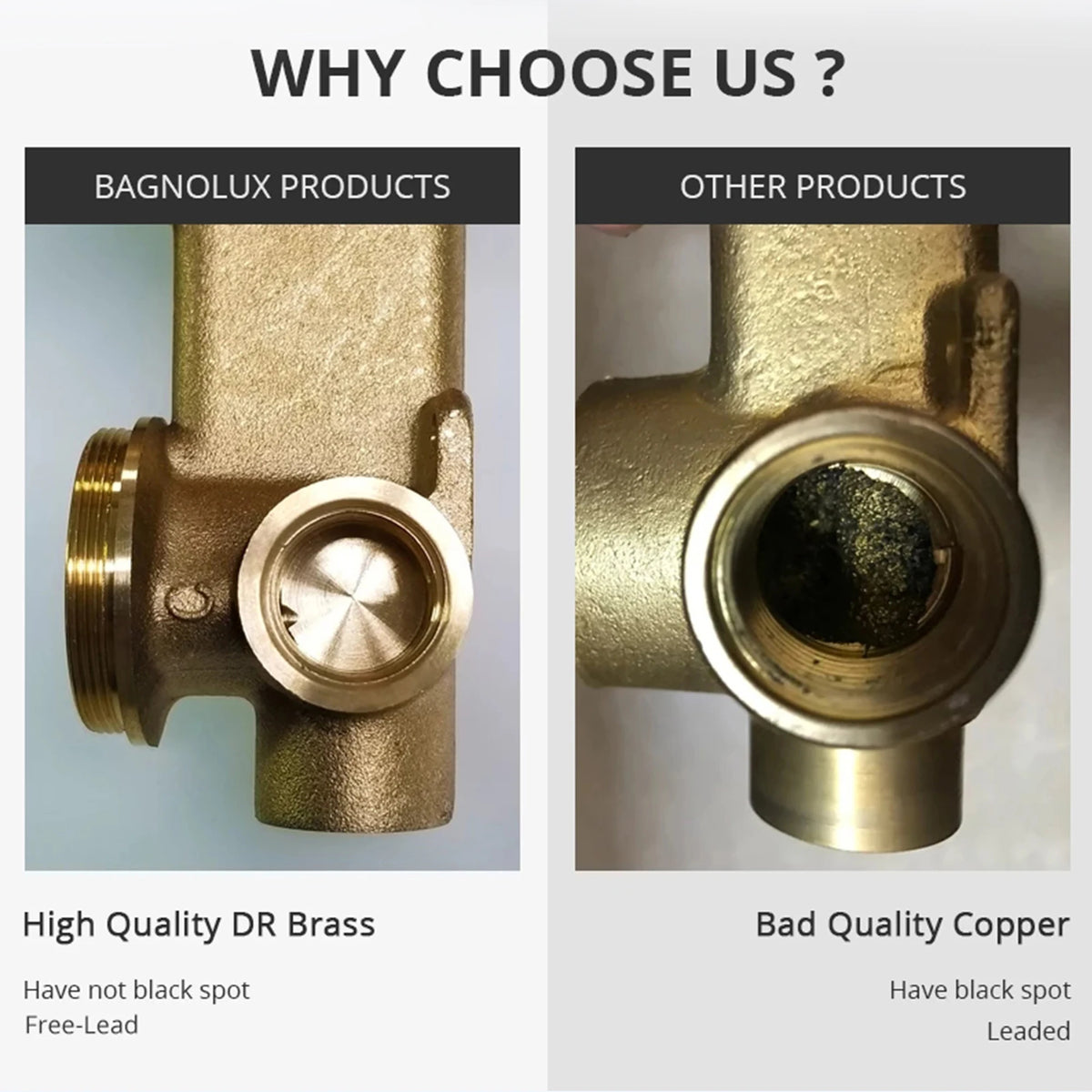 Bagnolux Gun Gray Bath Shower Brass Head Rianfall