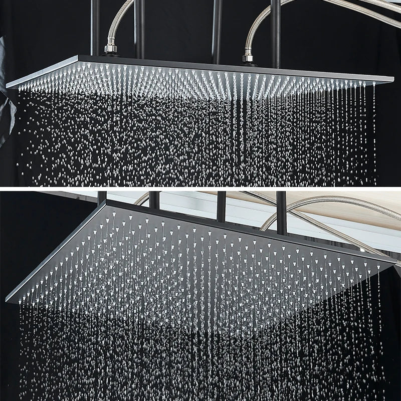 Rozin Matte Black Thermostatic Shower Faucet Concealed Install