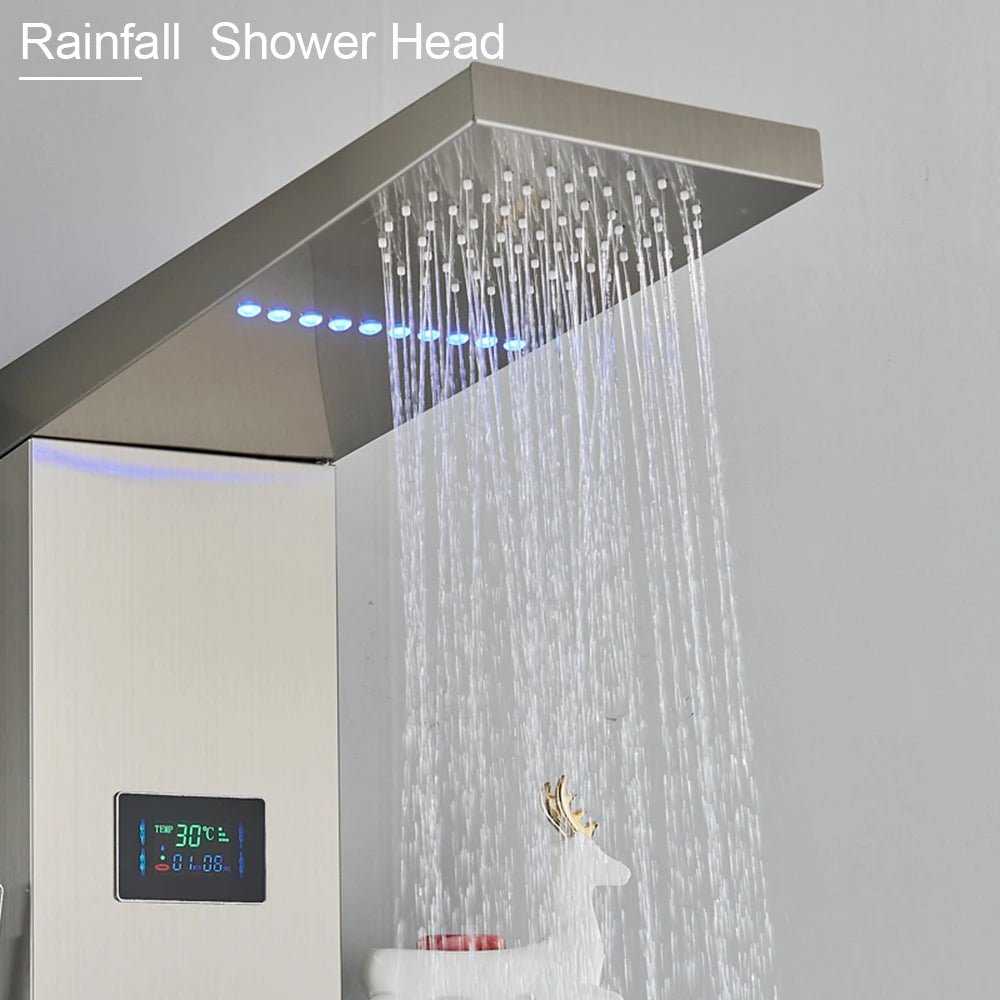 Led Light Shower Panel Waterfall Rain Digital Display