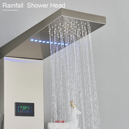 Led Light Shower Panel Waterfall Rain Digital Display