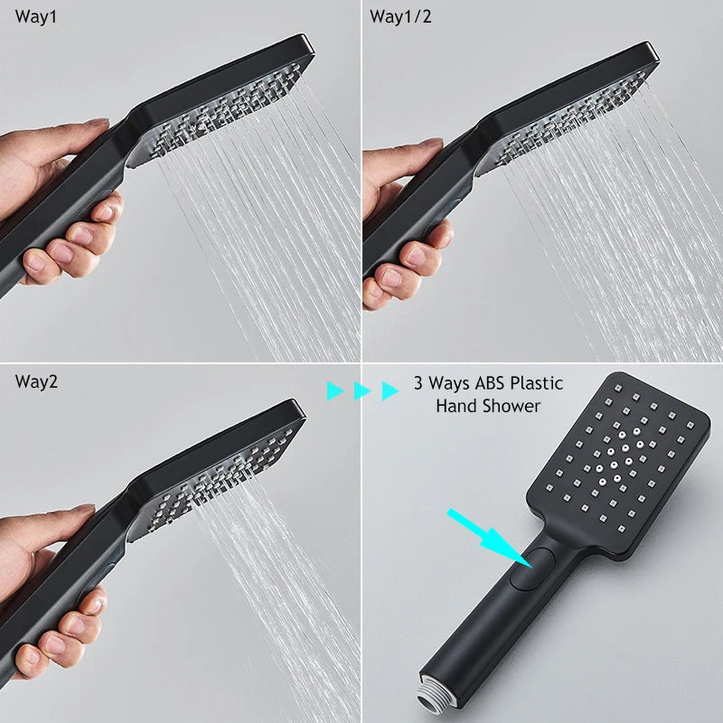 Matte Black Functions Display Screen Shower Faucet Bathroom