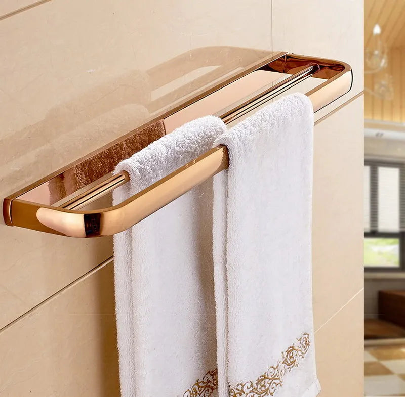 Rose Gold Double Towel Bars Bathroom Towel Ring