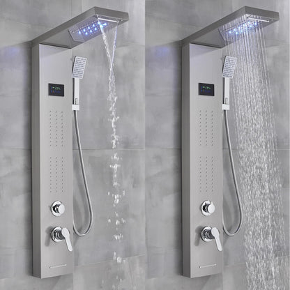 Black/Brushed Bathroom Shower Faucet Led Rainfall Head Shower