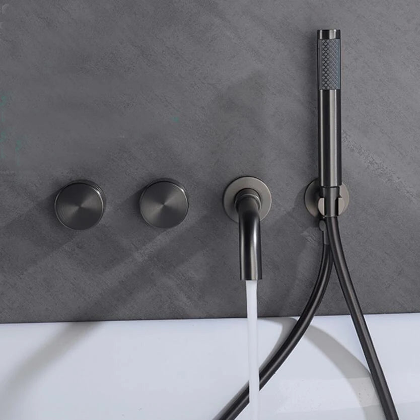 Bathroom Shower Faucet Black Mixer Valve Brushed Gold
