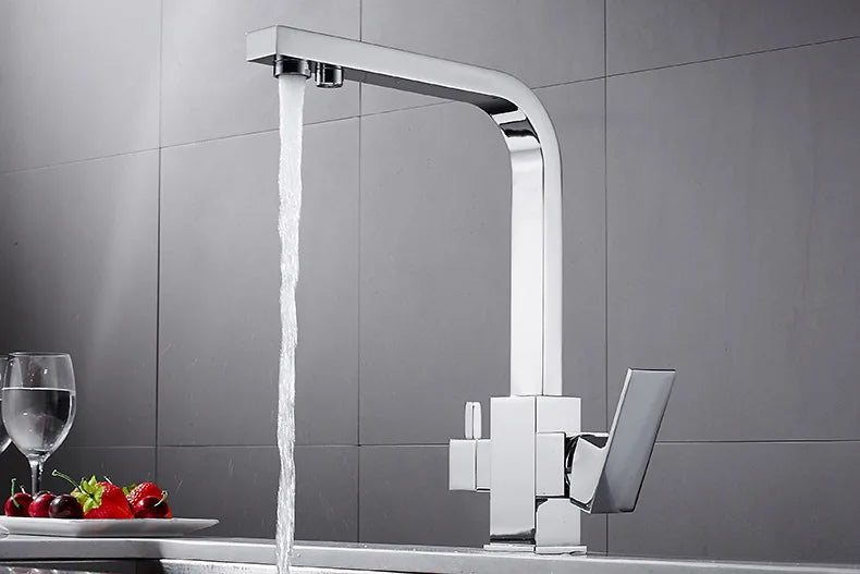 Contemporary Brass Matte Black Square 3-Way Purified Sink