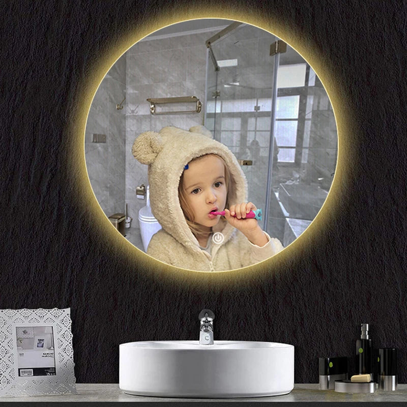 40/50/60cm Round Smart Led Bathroom Mirror Color Adjustable