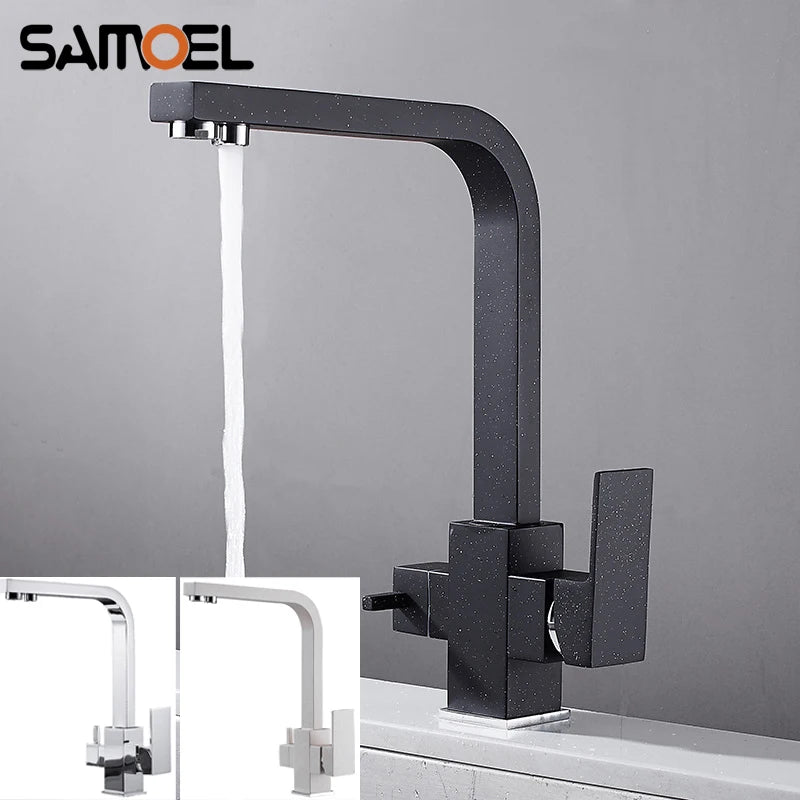Contemporary Brass Matte Black Square 3-Way Purified Sink