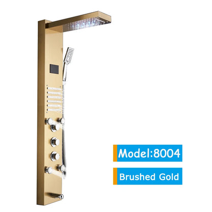 Luxury Black/Brushed Bathroom Led Shower Panel Tower System