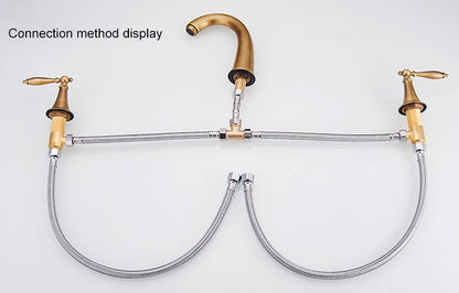 Ellen Antique Bronze Bath Sink Faucet Double Handle