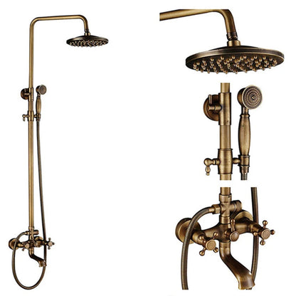 Antique Brass Bathroom Shower Faucets Rainfall Shower Head