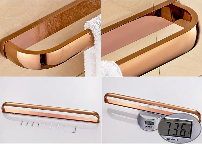 Rose Gold Double Towel Bars Bathroom Towel Ring