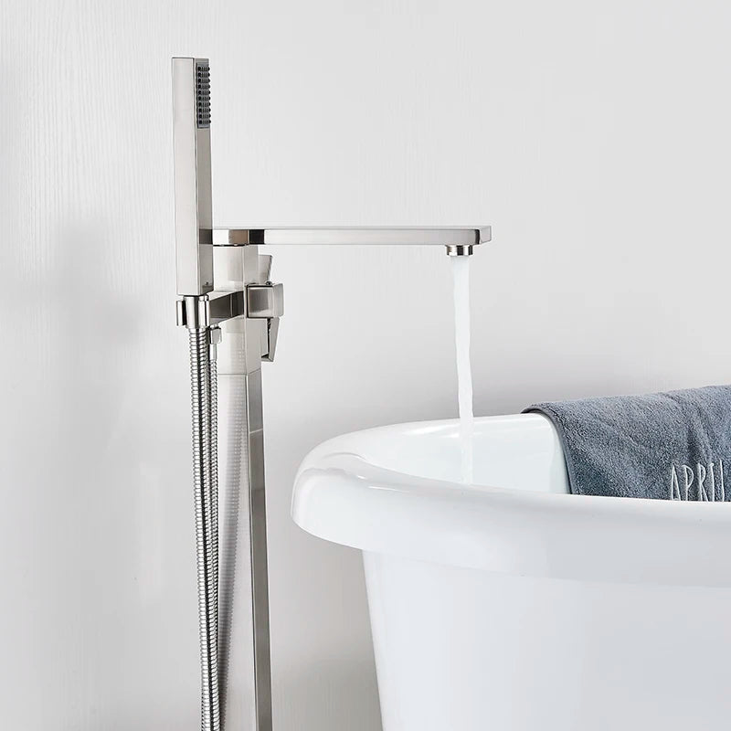 Shbshaimy Golden Floor Bathroom Bathtub Faucet Handshower Cold