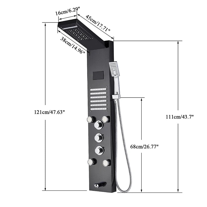 Led Light Shower Panel Faucet Waterfall Rain Shower