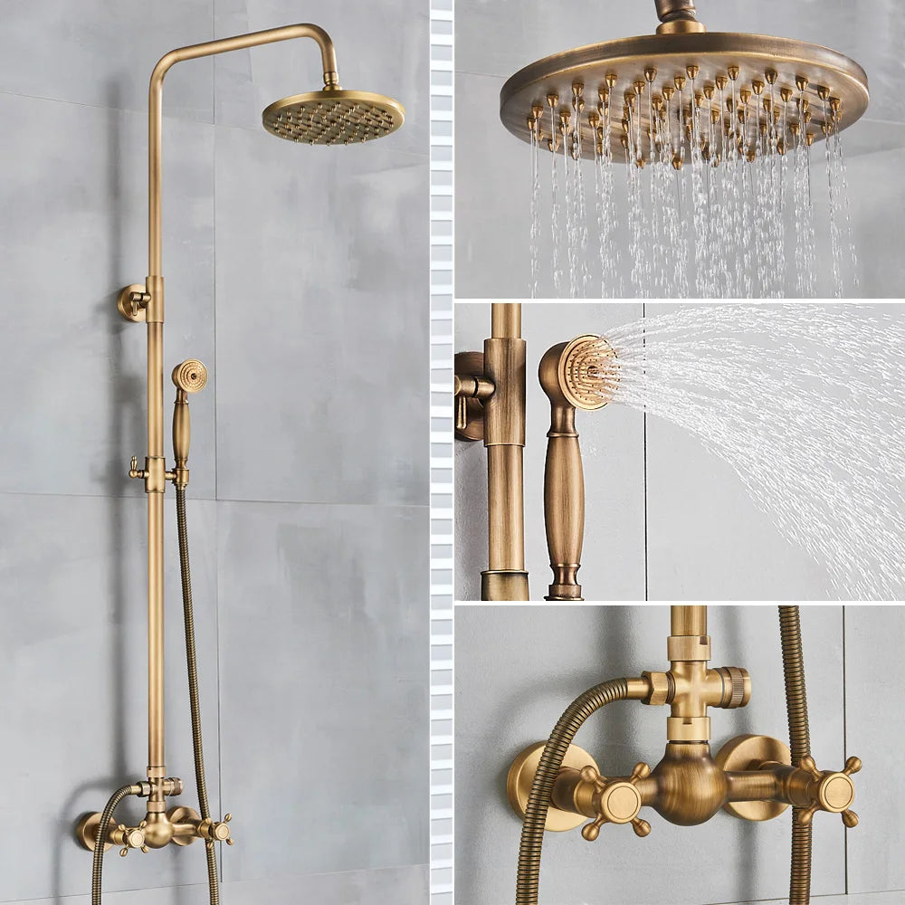 Antique Brass Bathroom Shower Faucet Bath Shower Mixer