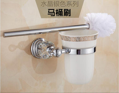 Brass Shower Shelf Toilet Paper Holder Silver Crystal