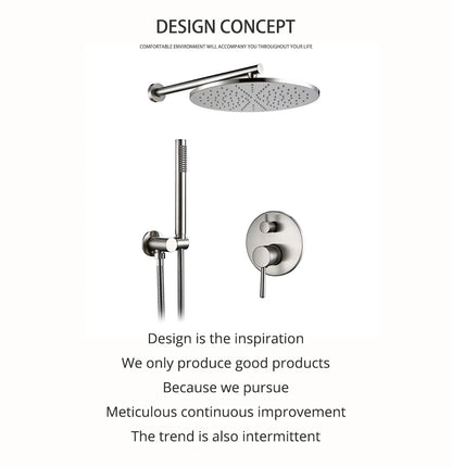Brushed Stainless Steel Brass Built Installation Rain Shower