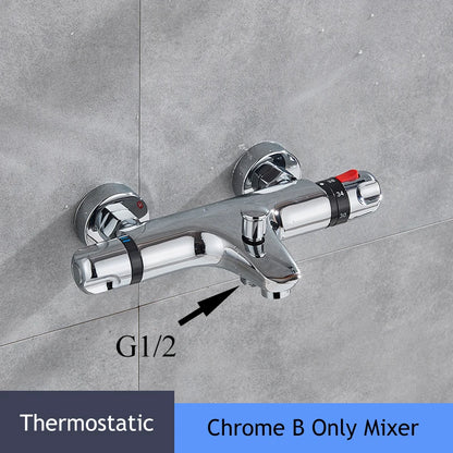 Chrome Telephone Type Wall-Mounted Thermostatic Shower Faucet