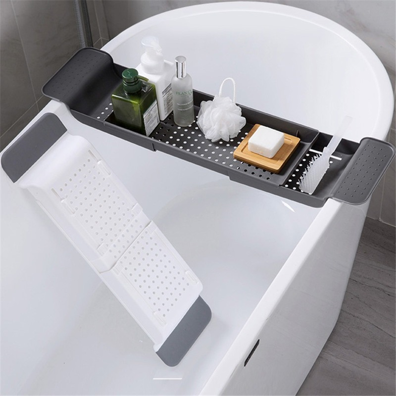 Bathtub Shelf Extendable Bathroom Tray Shower Caddy Bamboo