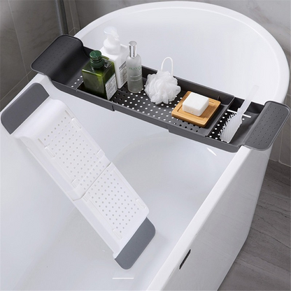 Bathtub Shelf Extendable Bathroom Tray Shower Caddy Bamboo
