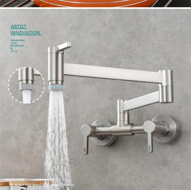 Pot Filler Tap Wall Mounted Foldable Faucet Cold