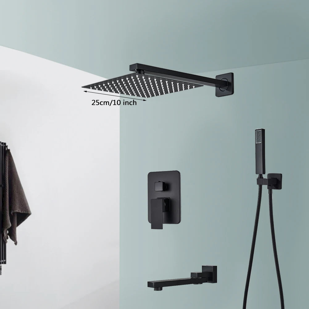 Black Shower Faucets Wall Mounted Rainfall Shower System