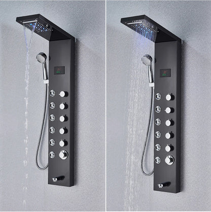 Golden Black Shower Panel Wall Rain Waterfall Shower