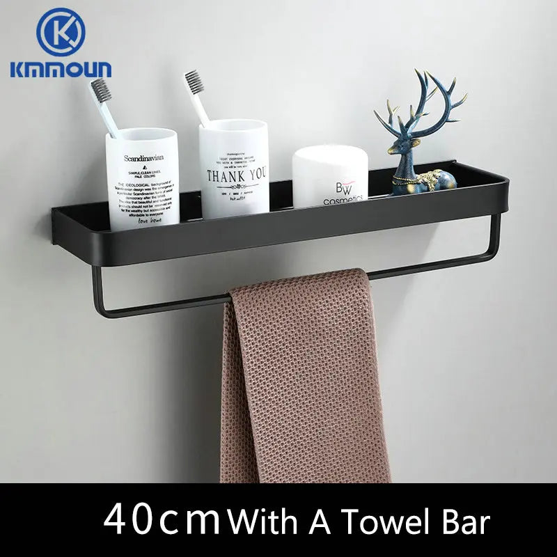 Black / White Bathroom Shelf Shampoo Holder Storage