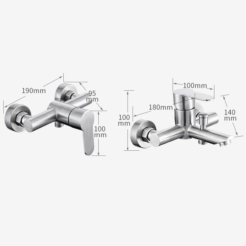 Bathroom Shower Faucet 304 Stainless Steel Triple Bathtub