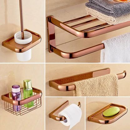 Rose Gold Double Towel Bars Bathroom Towel Ring