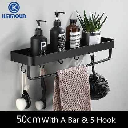 Black / White Bathroom Shelf Shampoo Holder Storage