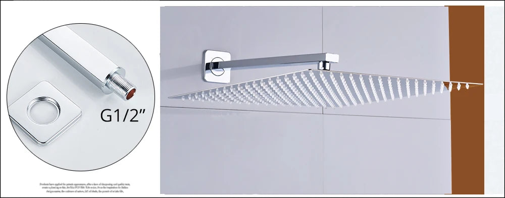 Rozin Wall Mount Rainfall Shower Faucet Chrome Concealed