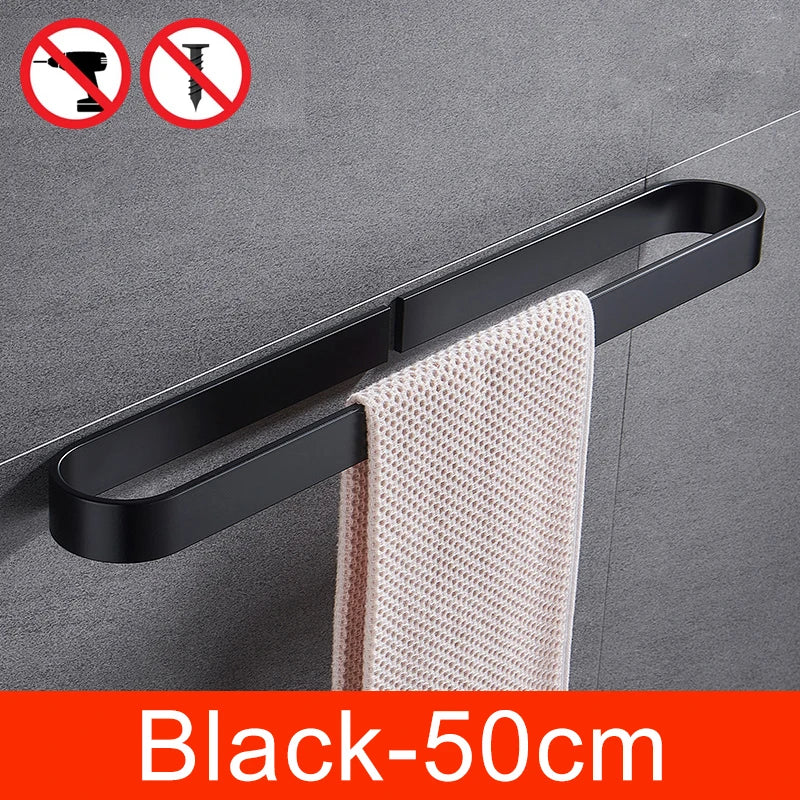 30-50cm Black Bath Towel Holder Bathroom Towel Rack