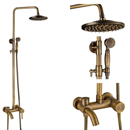 Antique Brass Bathroom Shower Faucets Rainfall Shower Head