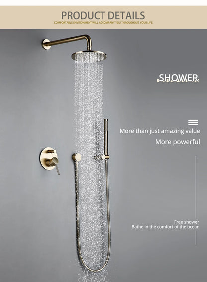 Shower System Wall Mount Bathroom Bath Faucet Brass