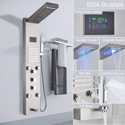 Led Light Shower Panel Waterfall Rain Digital Display