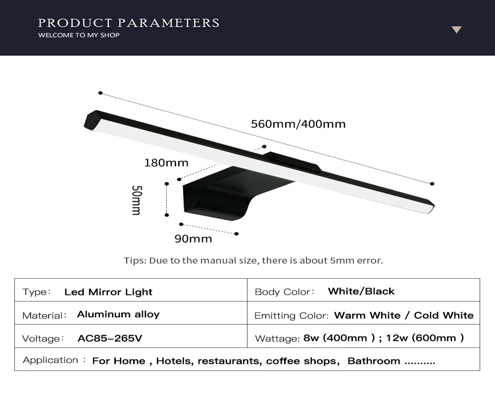 Luckyled Modern Led Wall Lamp Led Bathroom Mirror