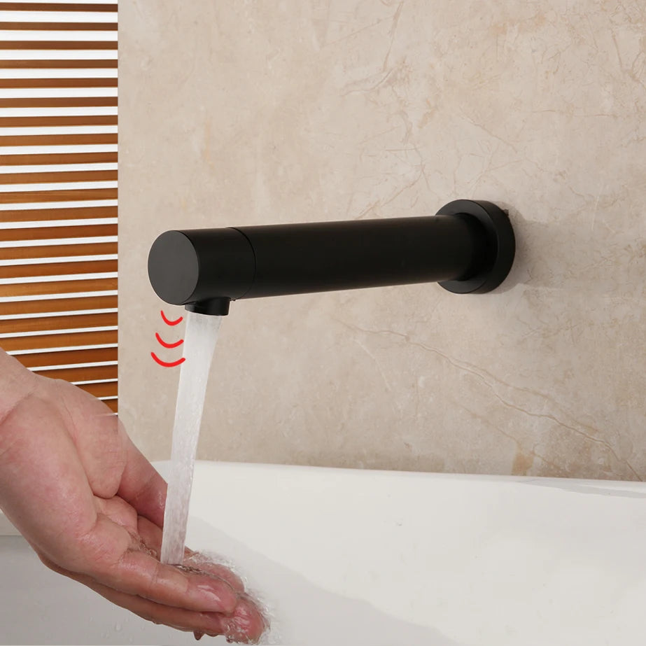 Zappo Matte Black Bathroom Faucet Wall Mount Sensor